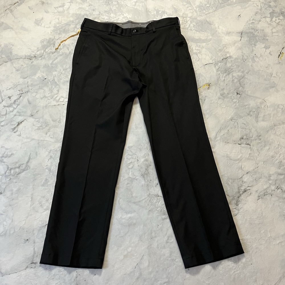 Walter Hagan Pants Mens Size 34 X 30 Black Straight Fit Stretch Flat Front Chino
